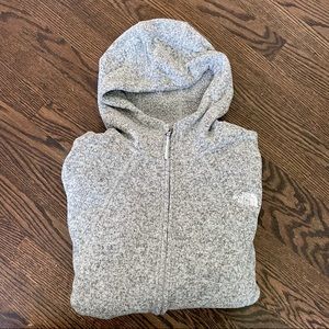 North Face Woven Fleece Gray Zip Hoodie Sweatshirt